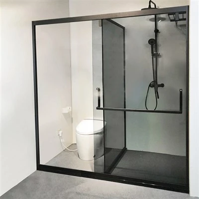 Kaca pintu shower dengan bingkai aluminium