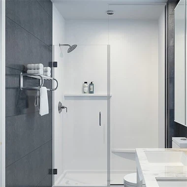 Dinding kamar mandi di sekitar panel