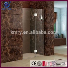 Berjalan di pintu layar mandi kamar mandi kaca tetap, dengan engsel kaca ke kaca, kaca bening, chrome finsih (kd 3002- w)