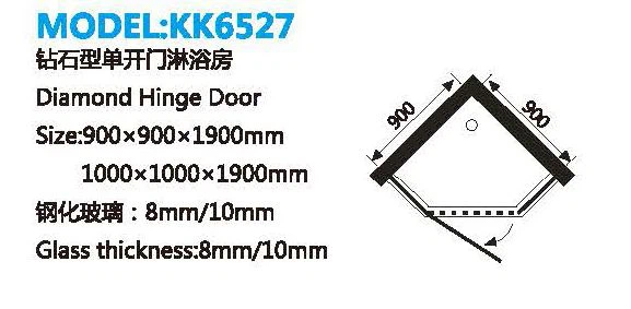 Diamond Shape Bathroom Sliding Glass Doors