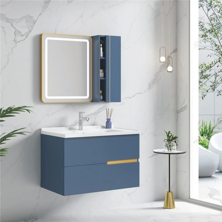 vanity with lights and mirror